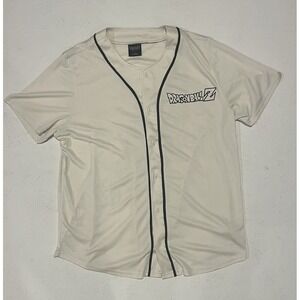 NEW Dragon Ball Z Goku‎ Baseball Jersey White Mens Button Size Large NWOT